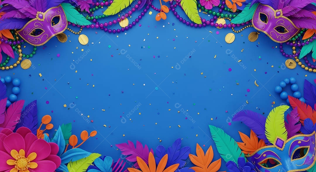 Confete de máscara de carnaval fundo de imagem de papel de parede hiper-realista de alta qualidade.