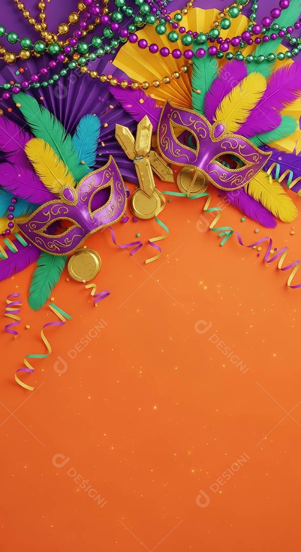 Confete de máscara de carnaval fundo de imagem de papel de parede hiper-realista de alta qualidade.