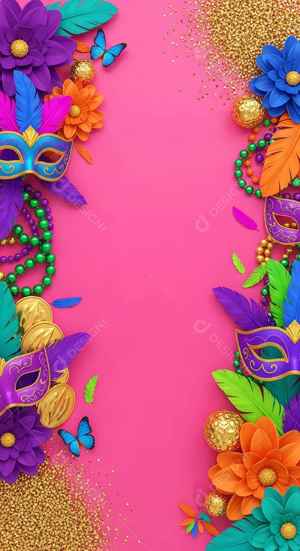 Confete de máscara de carnaval fundo de imagem de papel de parede hiper-realista de alta qualidade.