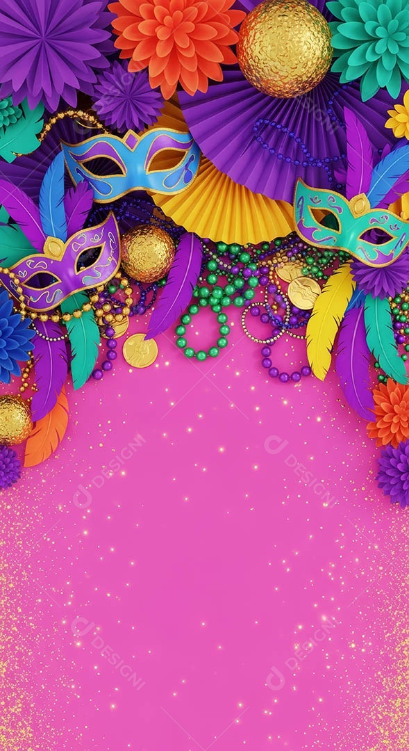 Confete de máscara de carnaval fundo de imagem de papel de parede hiper-realista de alta qualidade.