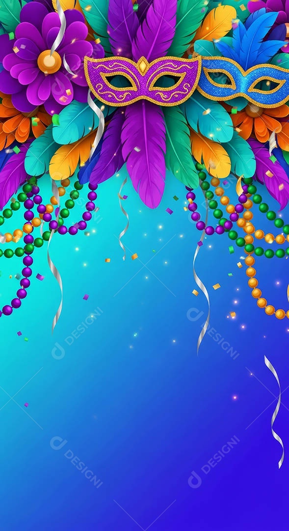 Confete de máscara de carnaval fundo de imagem de papel de parede hiper-realista de alta qualidade.