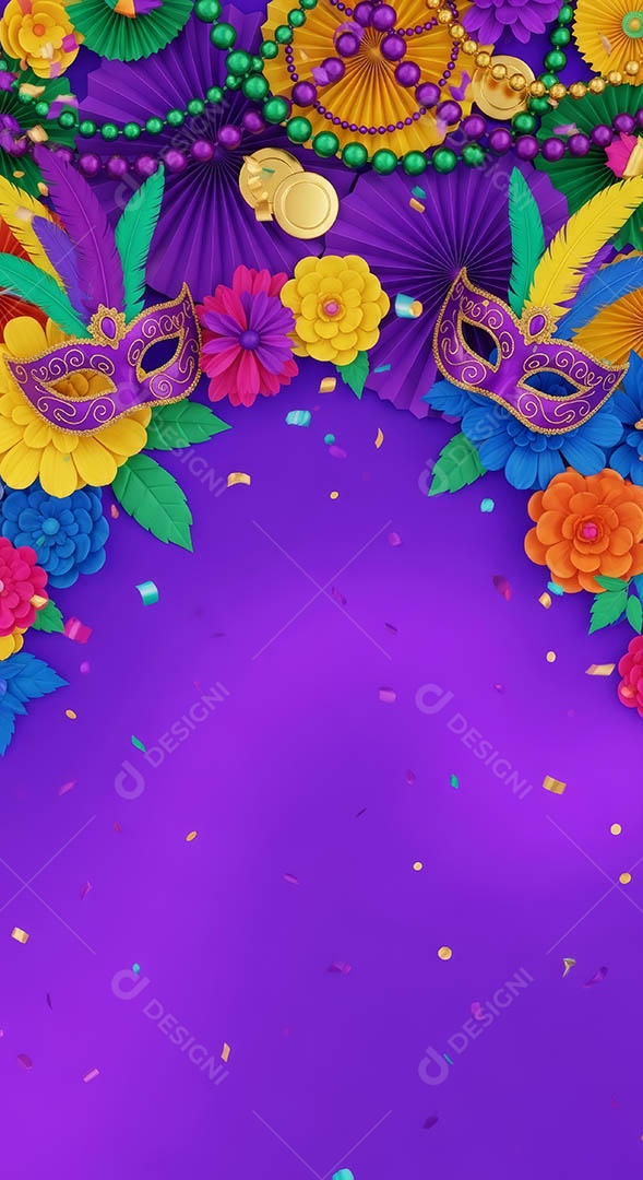 Confete de máscara de carnaval fundo de imagem de papel de parede hiper-realista de alta qualidade.