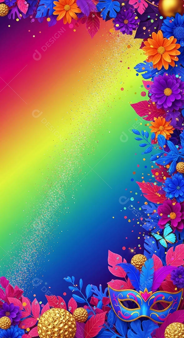 Confete de máscara de carnaval fundo de imagem de papel de parede hiper-realista de alta qualidade.