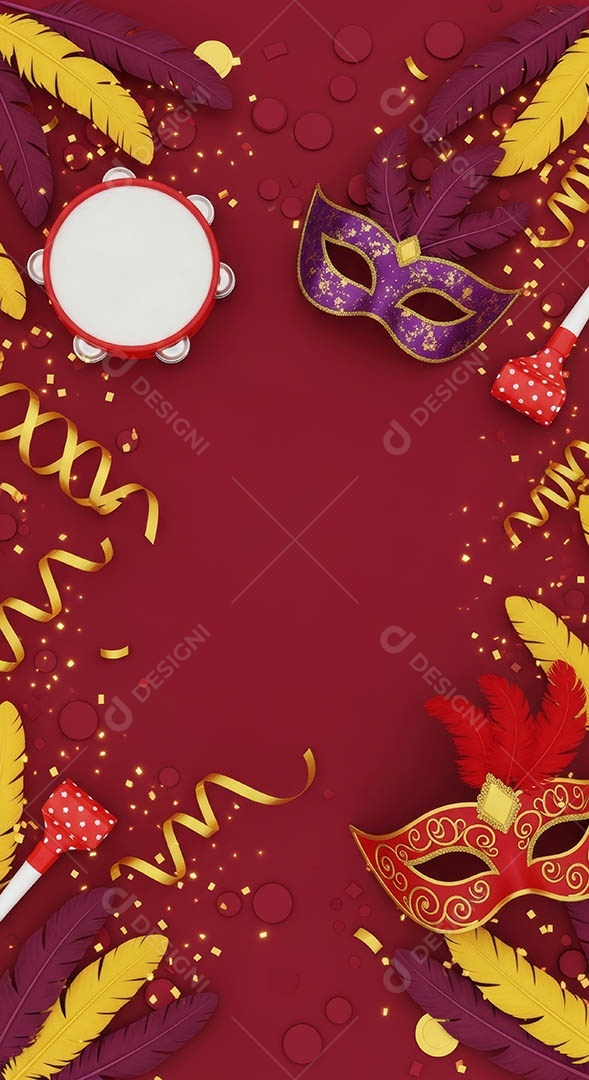 Confete de máscara de carnaval fundo de imagem de papel de parede hiper-realista de alta qualidade.