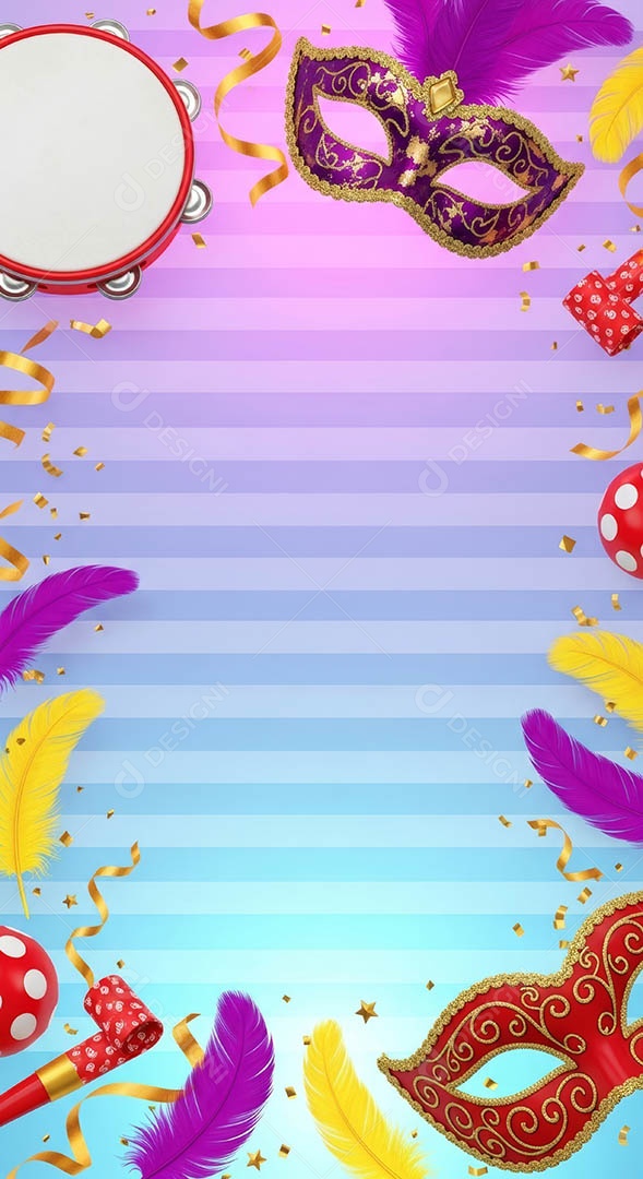 Confete de máscara de carnaval fundo de imagem de papel de parede hiper-realista de alta qualidade.