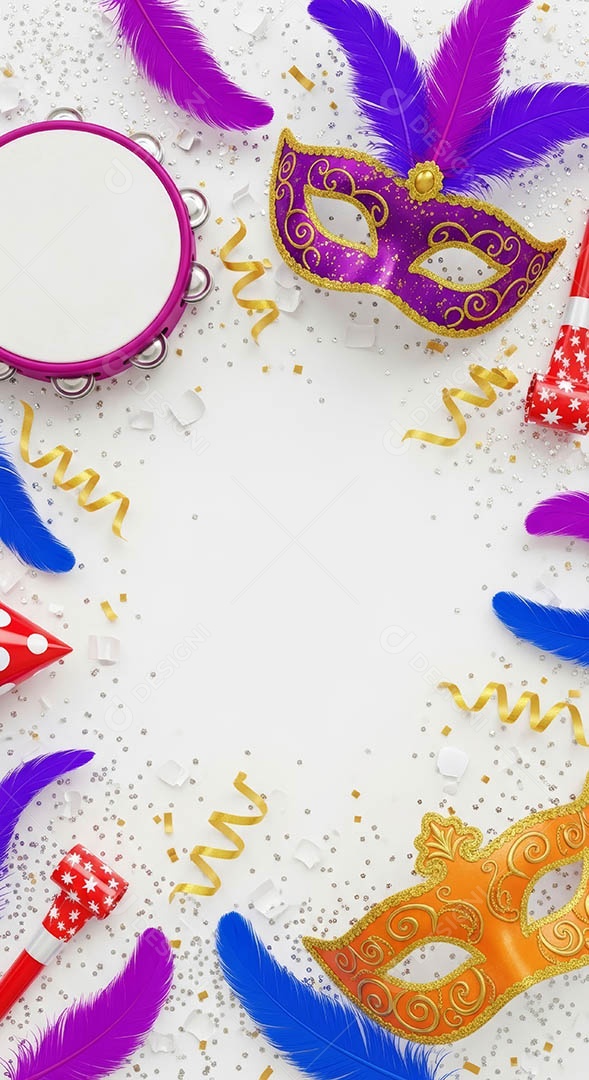 Confete de máscara de carnaval fundo de imagem de papel de parede hiper-realista de alta qualidade.