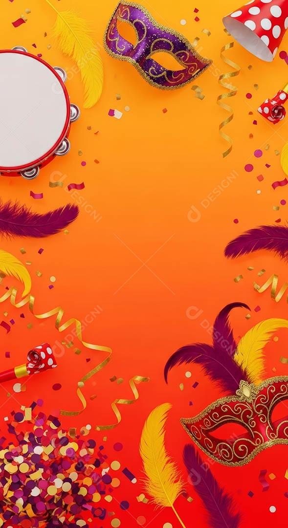 Confete de máscara de carnaval fundo de imagem de papel de parede hiper-realista de alta qualidade.