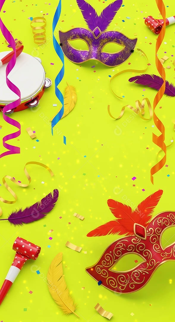 Confete de máscara de carnaval fundo de imagem de papel de parede hiper-realista de alta qualidade.