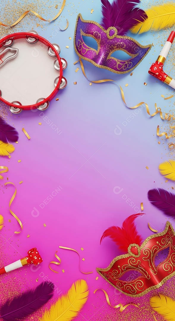 Confete de máscara de carnaval fundo de imagem de papel de parede hiper-realista de alta qualidade.