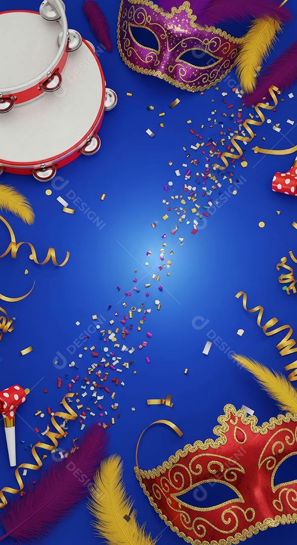 Confete de máscara de carnaval fundo de imagem de papel de parede hiper-realista de alta qualidade.