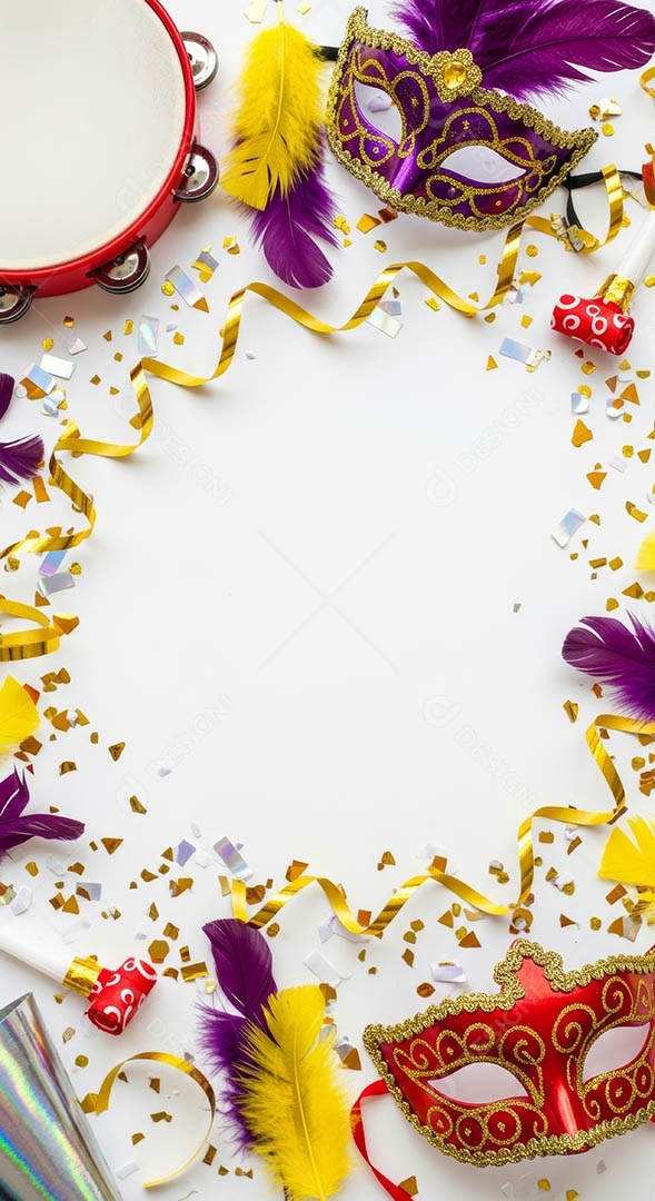 Confete de máscara de carnaval fundo de imagem de papel de parede hiper-realista de alta qualidade.