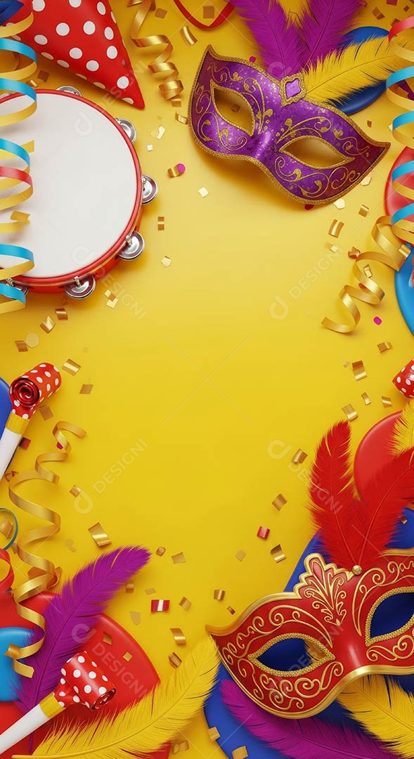 Confete de máscara de carnaval fundo de imagem de papel de parede hiper-realista de alta qualidade.