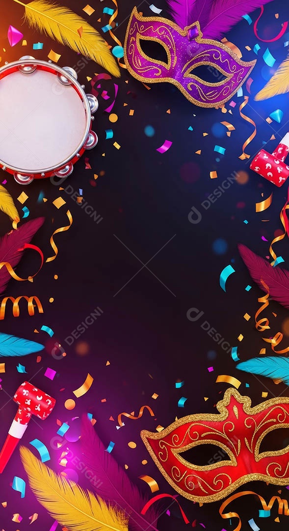 Confete de máscara de carnaval fundo de imagem de papel de parede hiper-realista de alta qualidade.