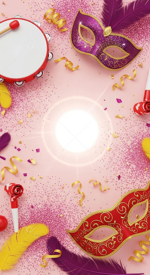 Confete de máscara de carnaval fundo de imagem de papel de parede hiper-realista de alta qualidade.