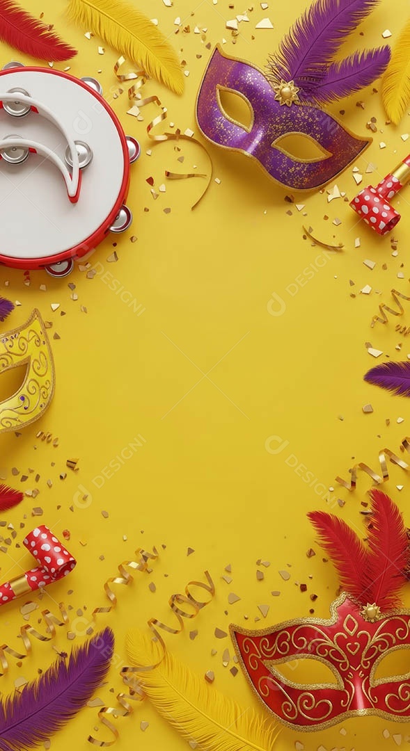 Confete de máscara de carnaval fundo de imagem de papel de parede hiper-realista de alta qualidade.