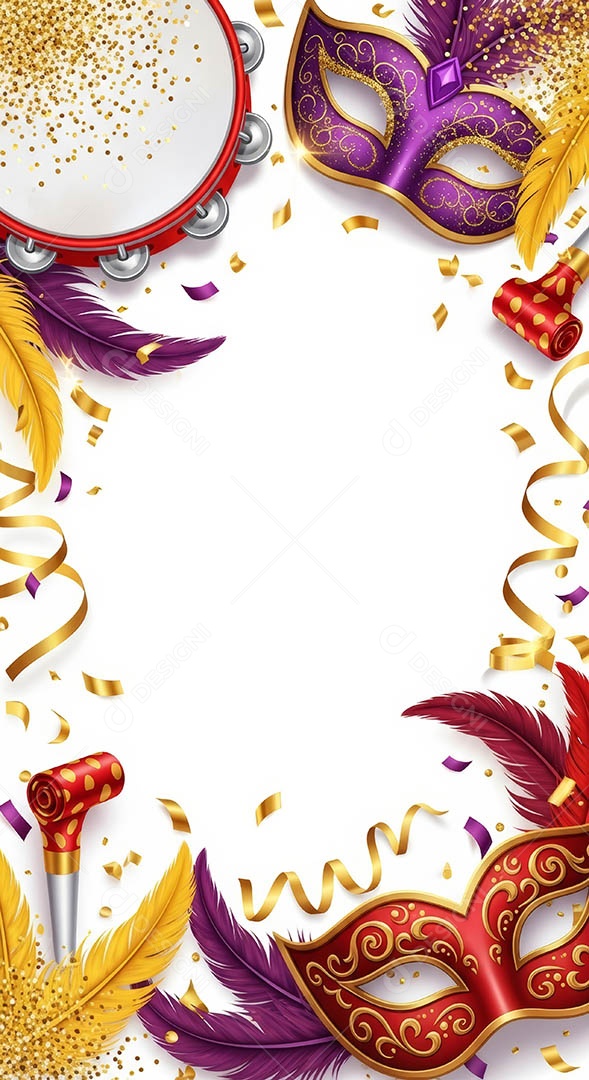 Confete de máscara de carnaval fundo de imagem de papel de parede hiper-realista de alta qualidade.