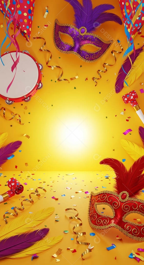 Confete de máscara de carnaval fundo de imagem de papel de parede hiper-realista de alta qualidade.