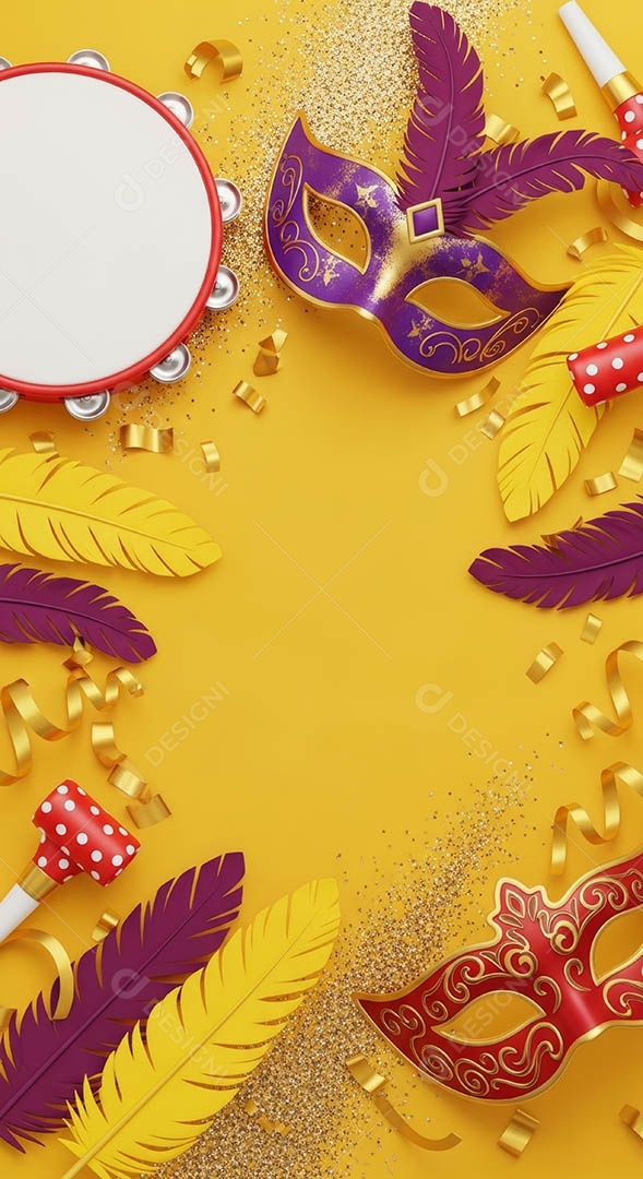 Confete de máscara de carnaval fundo de imagem de papel de parede hiper-realista de alta qualidade.