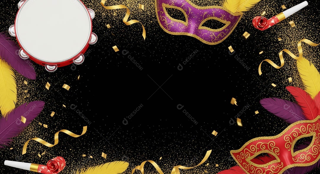 Confete de máscara de carnaval fundo de imagem de papel de parede hiper-realista de alta qualidade.