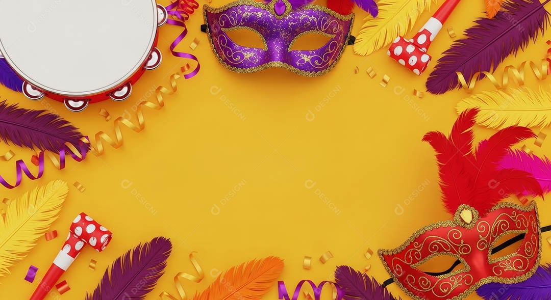 Confete de máscara de carnaval fundo de imagem de papel de parede hiper-realista de alta qualidade.