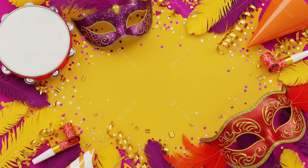 Confete de máscara de carnaval fundo de imagem de papel de parede hiper-realista de alta qualidade.