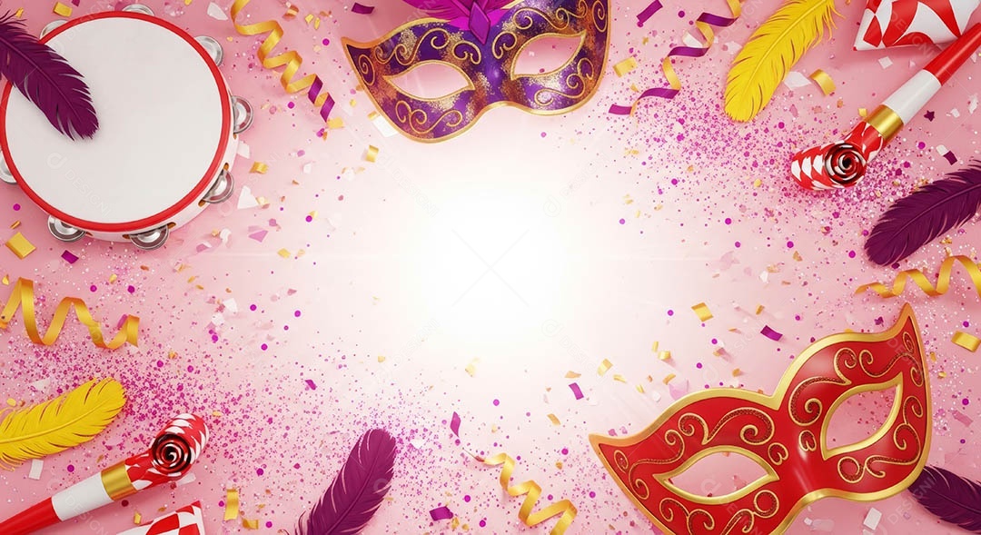 Confete de máscara de carnaval fundo de imagem de papel de parede hiper-realista de alta qualidade.