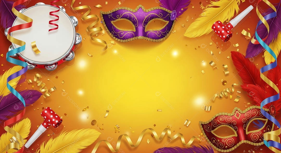 Confete de máscara de carnaval fundo de imagem de papel de parede hiper-realista de alta qualidade.