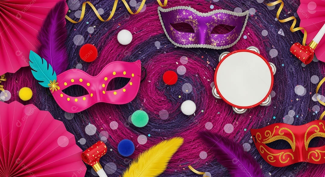 Confete de máscara de carnaval fundo de imagem de papel de parede hiper-realista de alta qualidade.