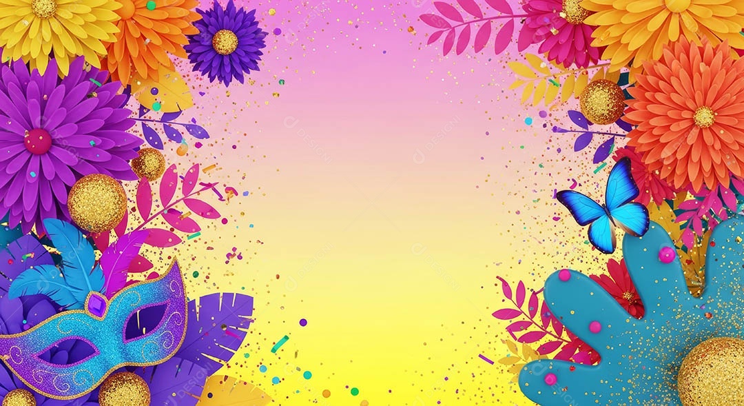 Confete de máscara de carnaval fundo de imagem de papel de parede hiper-realista de alta qualidade.