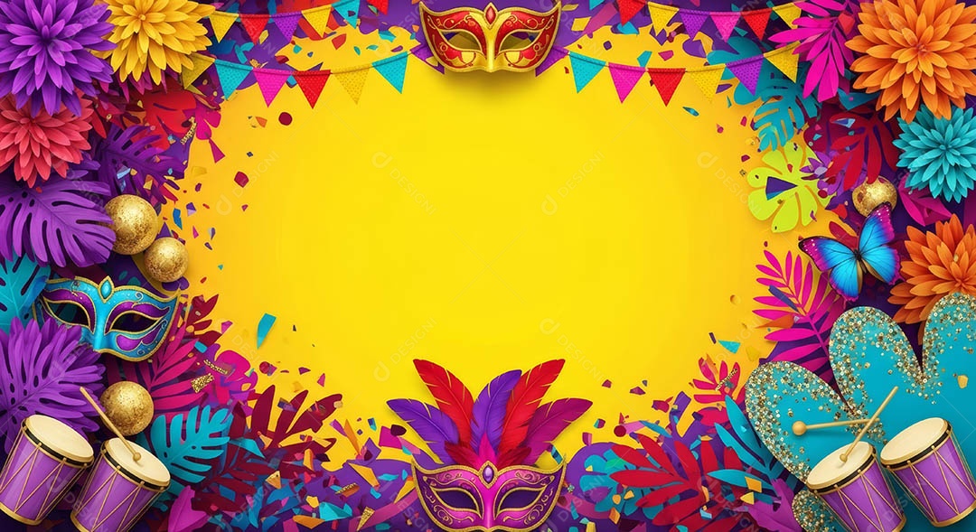 Confete de máscara de carnaval fundo de imagem de papel de parede hiper-realista de alta qualidade.