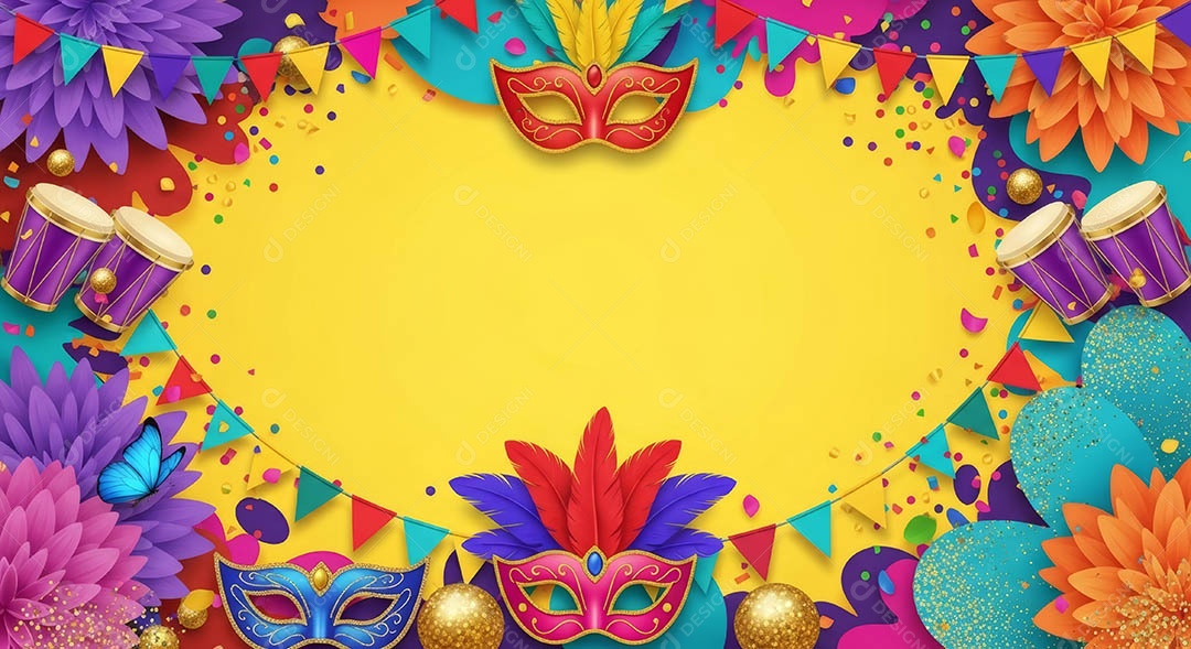 Confete de máscara de carnaval fundo de imagem de papel de parede hiper-realista de alta qualidade.