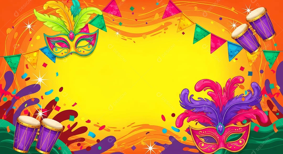 Confete de máscara de carnaval fundo de imagem de papel de parede hiper-realista de alta qualidade.