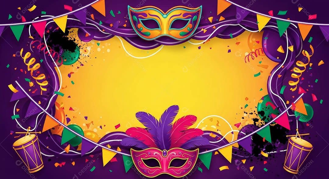 Confete de máscara de carnaval fundo de imagem de papel de parede hiper-realista de alta qualidade.