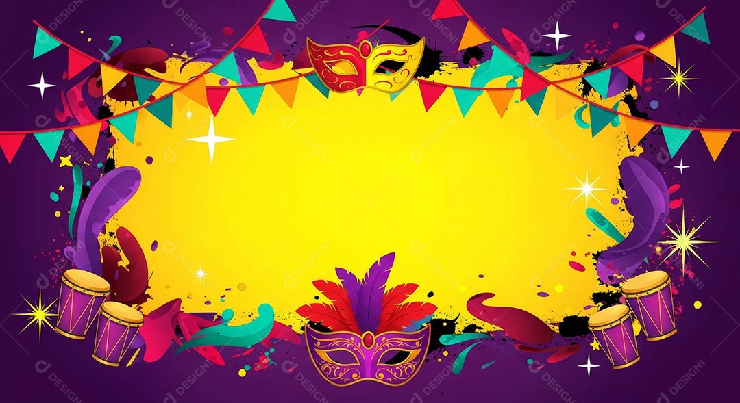 Confete de máscara de carnaval fundo de imagem de papel de parede hiper-realista de alta qualidade.