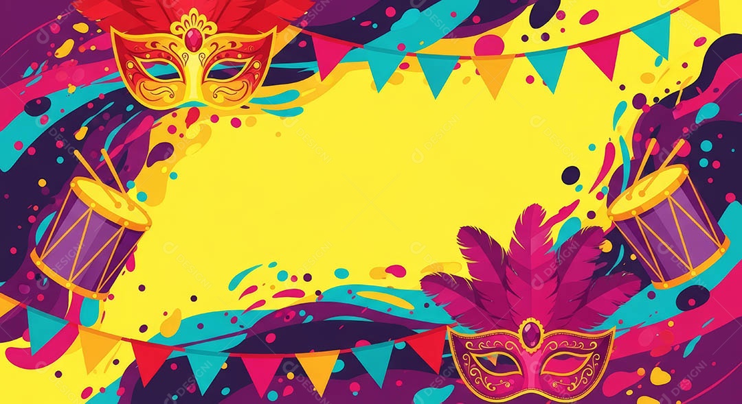 Confete de máscara de carnaval fundo de imagem de papel de parede hiper-realista de alta qualidade.