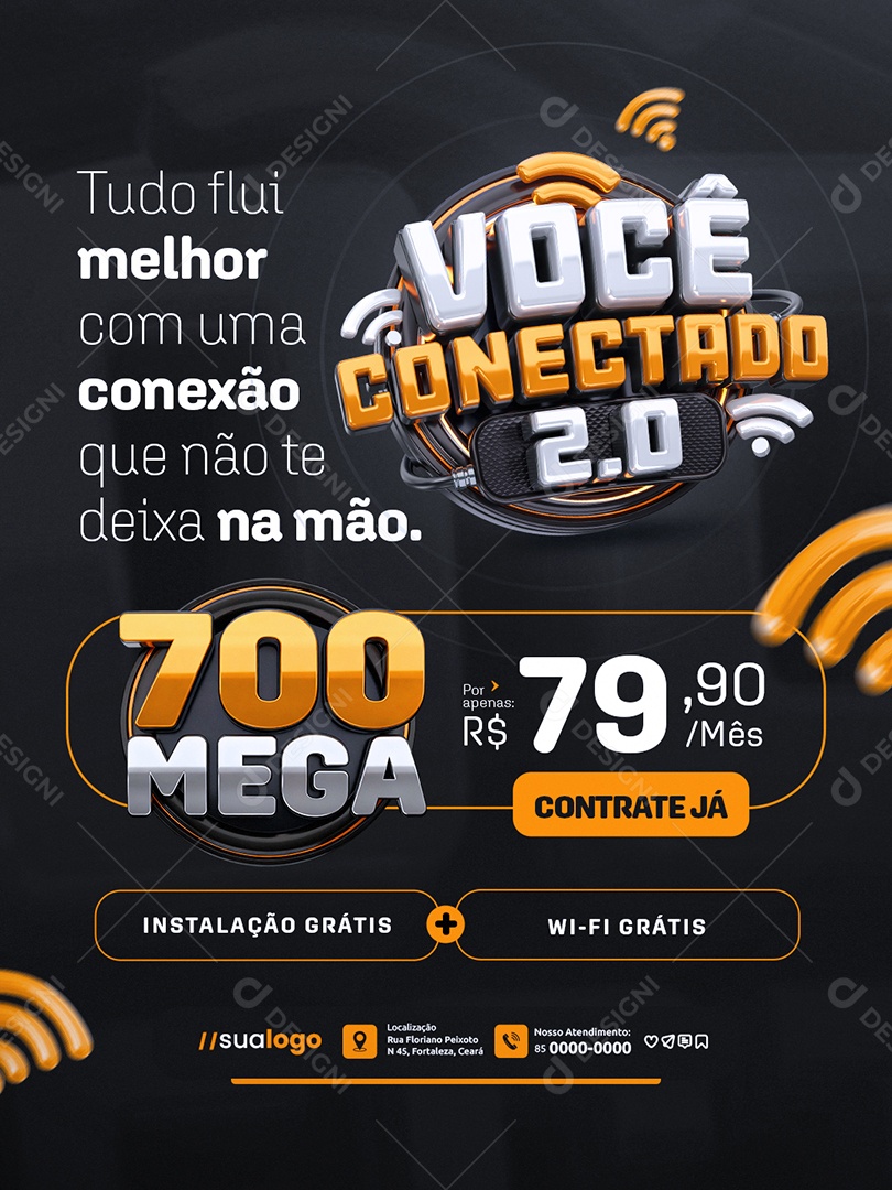Você Conectado Internet Tudo Flui Melhor com Uma Conexão Social Media PSD Editável
