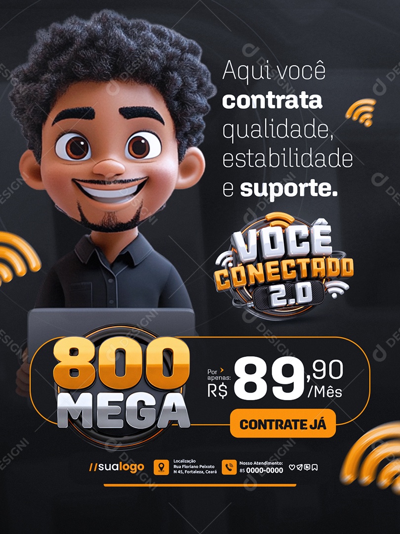 Você Conectado Internet Aqui Você Contrata Qualidade Social Media PSD Editável