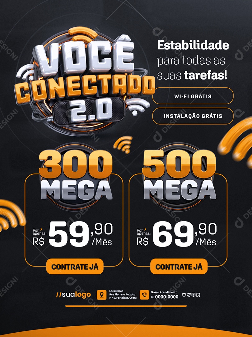 Você Conectado Internet Estabilidade para Todas as Suas Tarefas Social Media PSD Editável