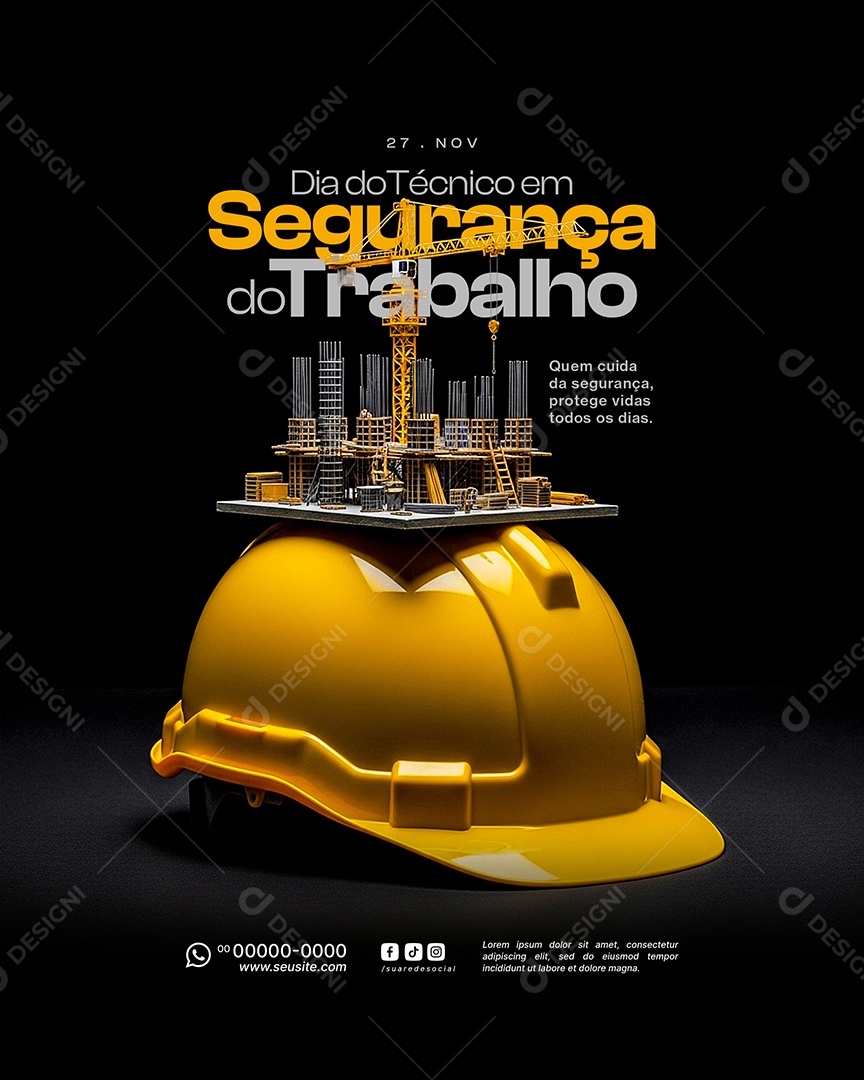 Dia do Técnico de Segurança no Trabalho 27 de Novembro Social Media PSD Editável
