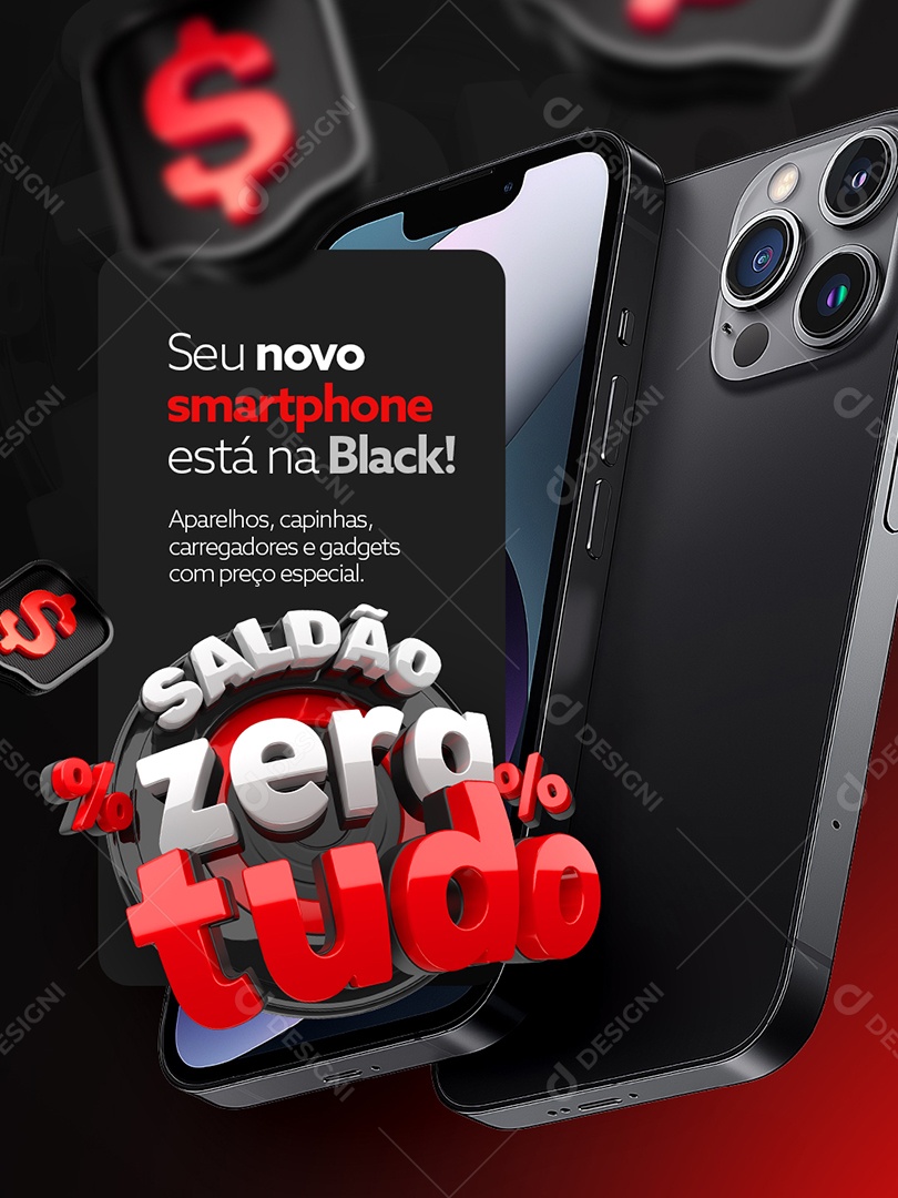 Saldão Zera Tudo Loja de Celulares Seu Novo Smartphone Está na Black Social Media PSD Editável