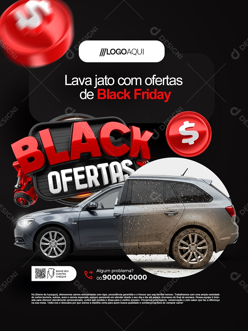 Black Ofertas Lava Jato com Ofertas de Black Friday Social Media PSD Editável
