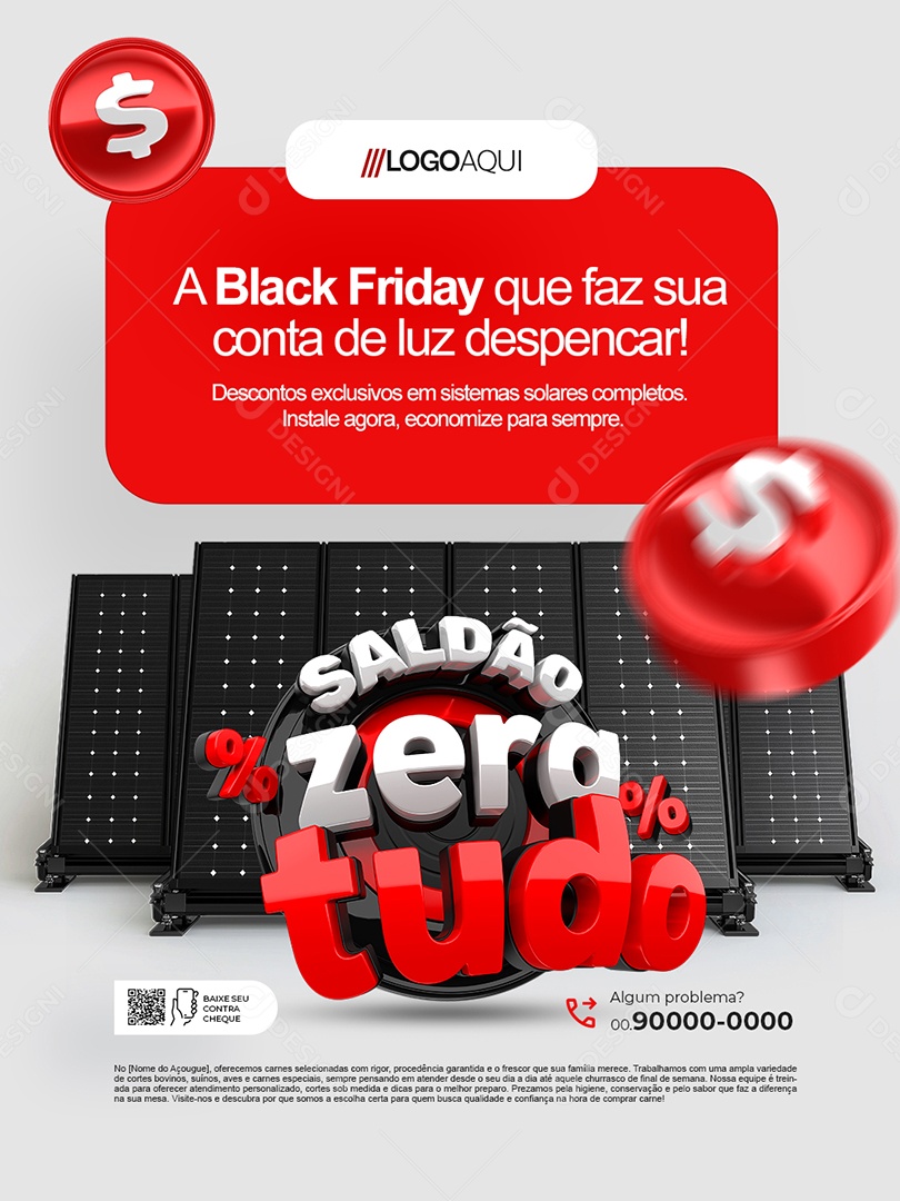 Saldão Zera Tudo Energia Solar a Black Friday Qye Faz Sua Conta de Luz Despencar Social Media PSD Editável
