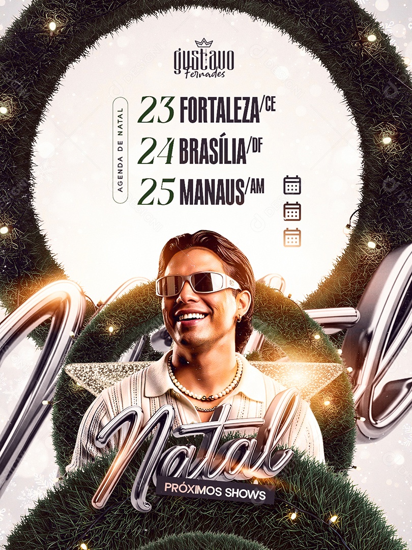 Flyer Próximos Shows Natal Gustavo Fernades Social Media PSD Editável