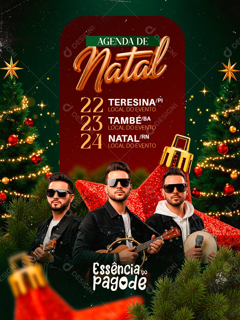 Flyer Próximos Shows Agenda de Natal Social Media PSD Editável