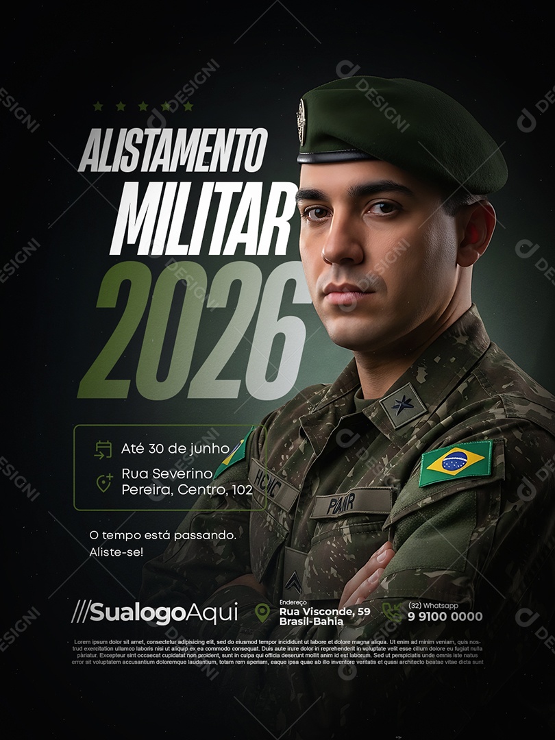 Recrutamento Militar Alistamento Militar 2026 Social Media PSD Editável