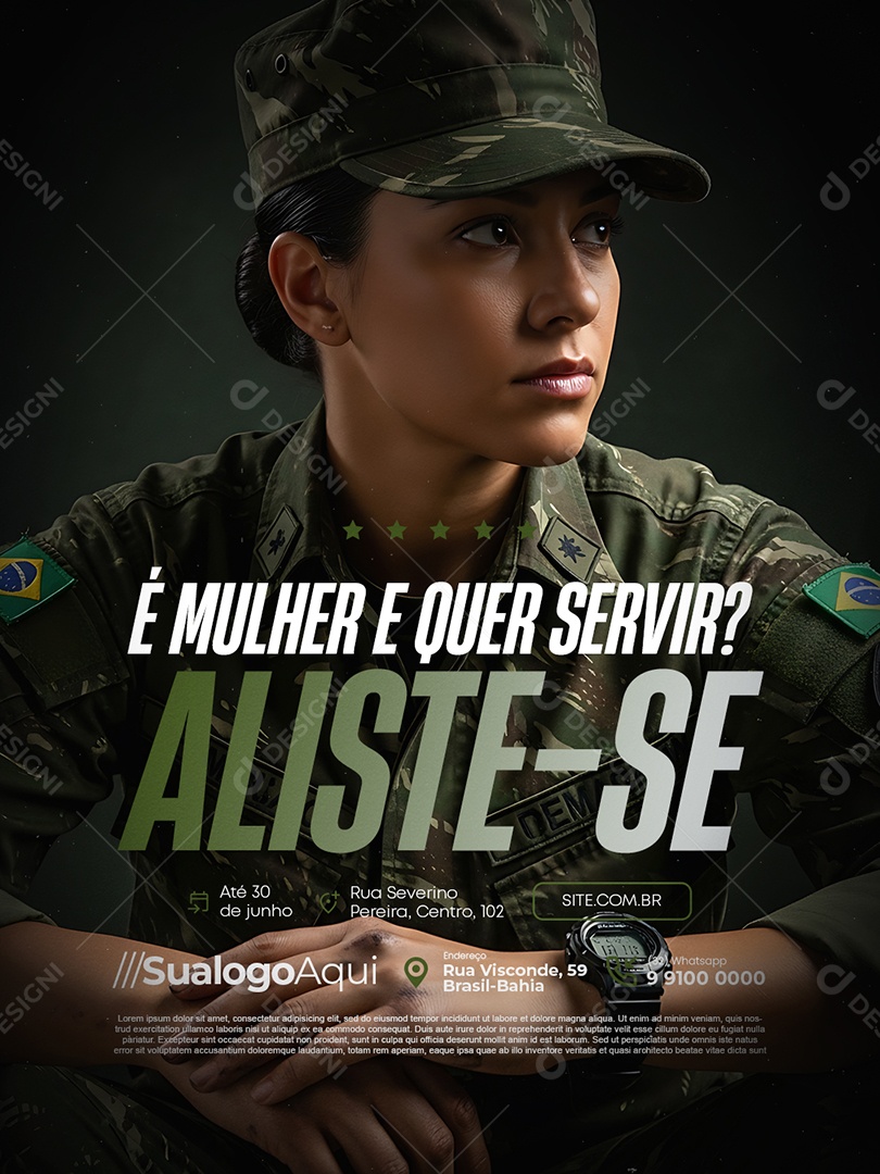 Recrutamento Militar é Mulher e Quer Servir Social Media PSD Editável