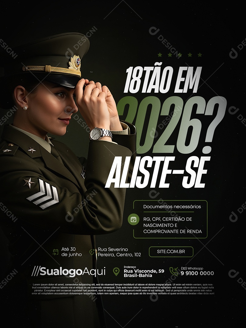 Recrutamento Militar Aliste-Se 2026 Social Media PSD Editável