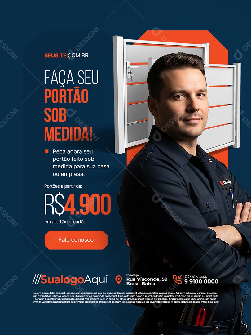 Serralheria Faça Seu Portão Sob Medida Social Media PSD Editável