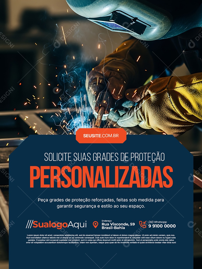 Serralheria Solicite Suas Grades de Proteção Personalizadas Social Media PSD Editável