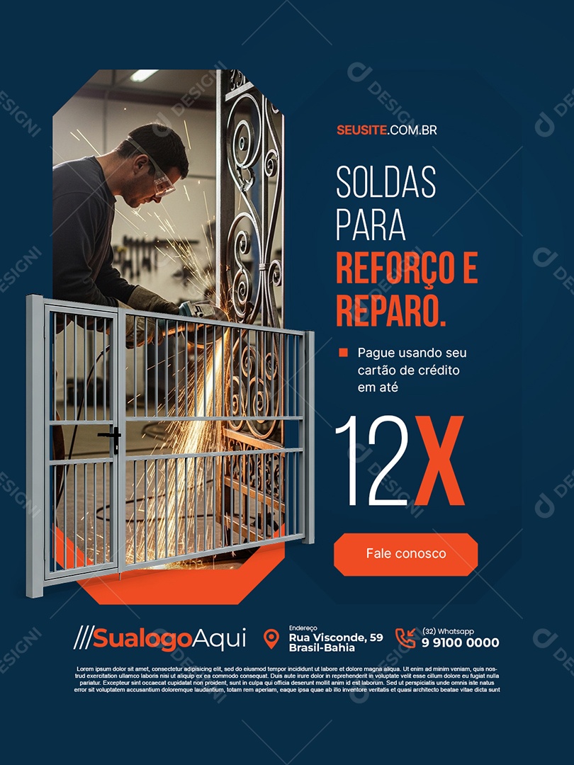 Serralheria Soldas para Reforço e Reparo Social Media PSD Editável
